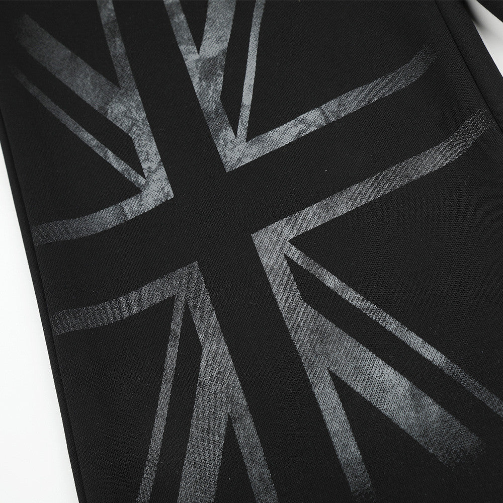 Pantalon de survêtement à jambes larges avec broderie Pégase, imprimé Union Jack et écussons étoile