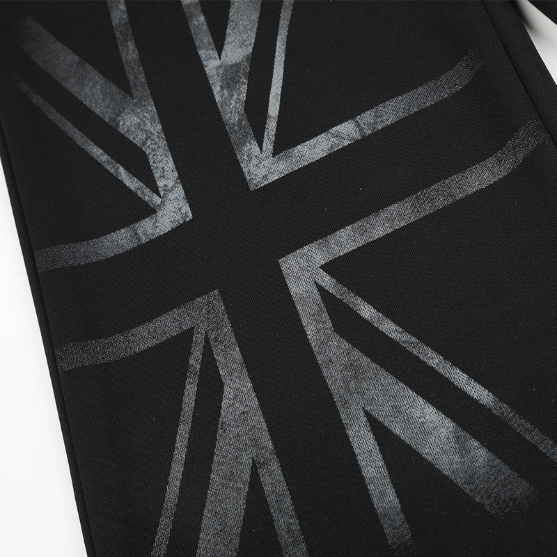 Pantalon de survêtement à jambes larges avec broderie Pégase, imprimé Union Jack et écussons étoile