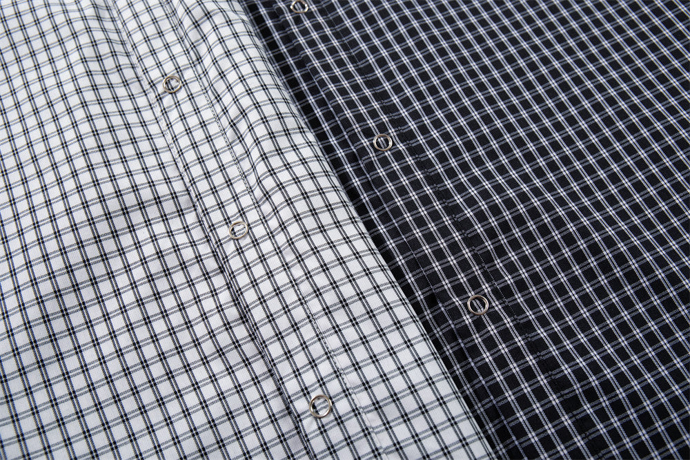 Plaid Long-Sleeve Shirt – Oversized Fit with Drawstring Hem