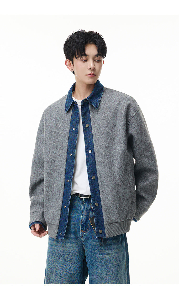 Veste boxy à boutons-pression avec col en denim – Style rétro old money