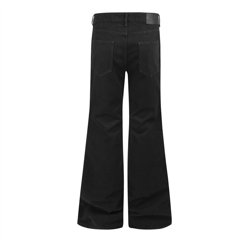 Schwarze Nieten-Wide-Leg-Flare-Jeans für Herren – Retro-Hippie-Denim