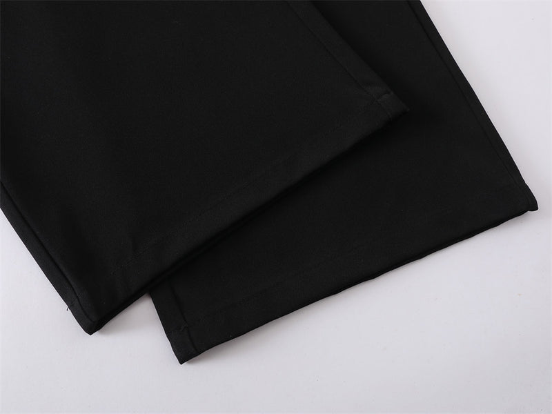 Men's Wide-Leg Dress Pants – Black Button-Fly Pleated Trousers with Belt