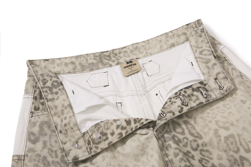 Wide-Leg Leopard Print Jeans – Baggy Fit Punk Streetwear Pants for Men