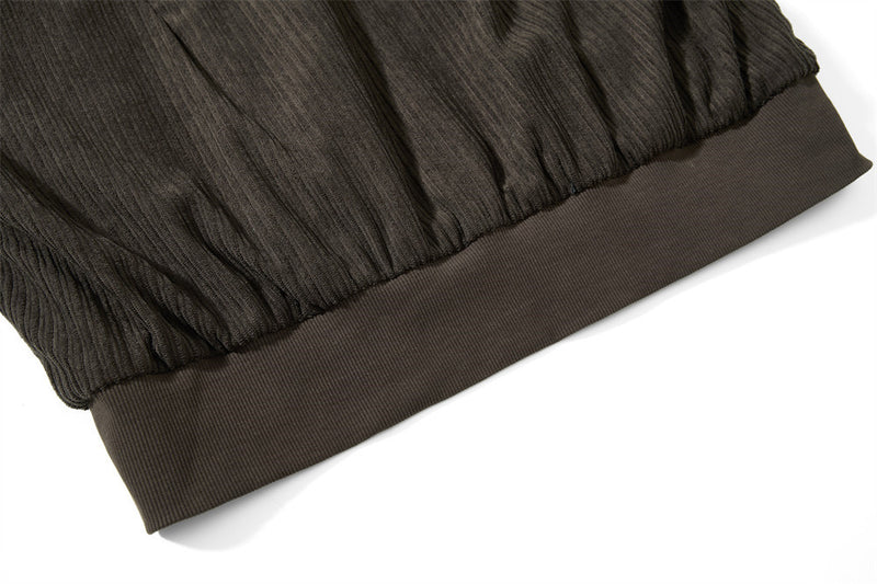 Chaqueta corta con cremallera y cuello alto - Corte holgado y textura de canalé