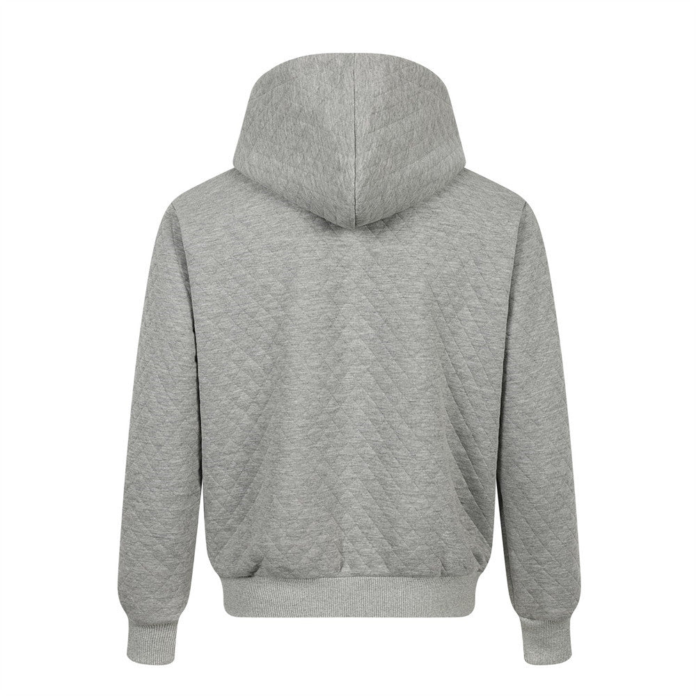 Tiger Embroidery Quilted Zip-Up Hoodie – Oversized Streetwear Sweatshirt