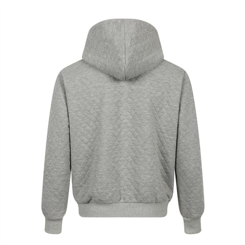 Tiger Embroidery Quilted Zip-Up Hoodie – Oversized Streetwear Sweatshirt