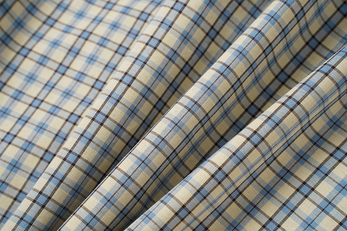 Chemise en flanelle à carreaux bleus – Coupe décontractée, manches longues et boutonnage