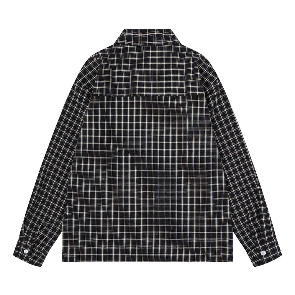 Plaid Long Sleeve Shirt – Savage Base Script Embroidery, Relaxed Fit