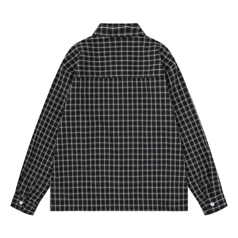 Plaid Long Sleeve Shirt – Savage Base Script Embroidery, Relaxed Fit