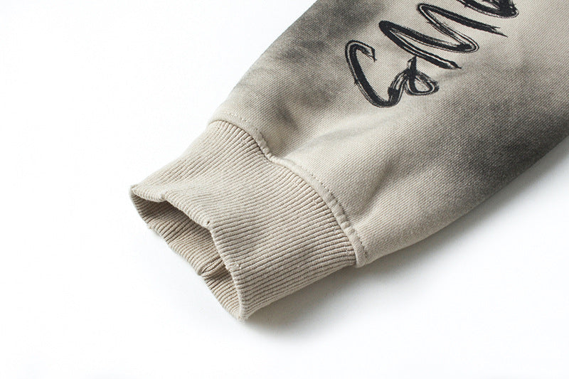 Material Graphic Oversized Hoodie – Washed Heavy Fleece with Embroidered Patch &