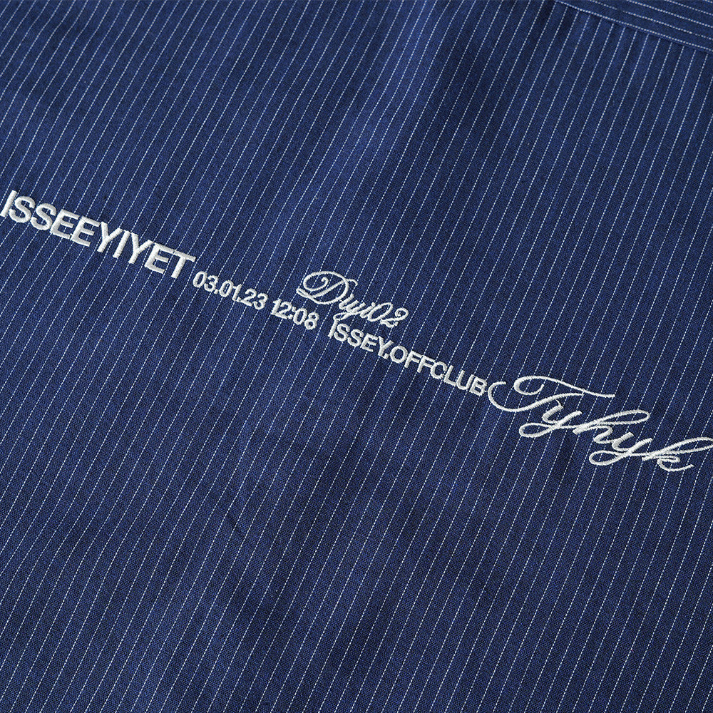 Men's Long Sleeve Striped Shirt with Embroidered Crest Pocket Detail