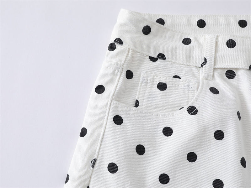 Pantalon baggy wide-leg à pois avec broderies cartoon dalmatien