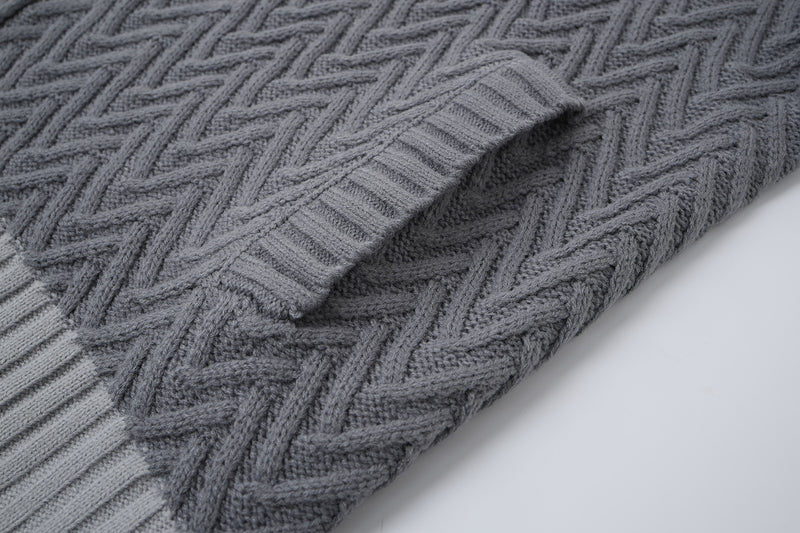 Cardigan en maille torsadée chevrons avec col châle et poches avant