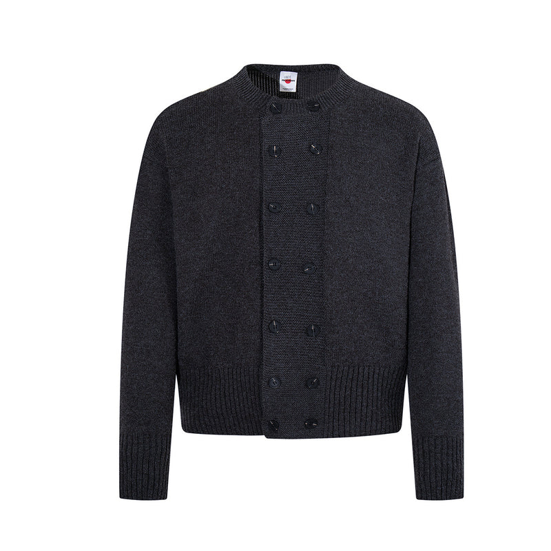 Double-Breasted Knit Cardigan Sweater – Relaxed Vintage Style