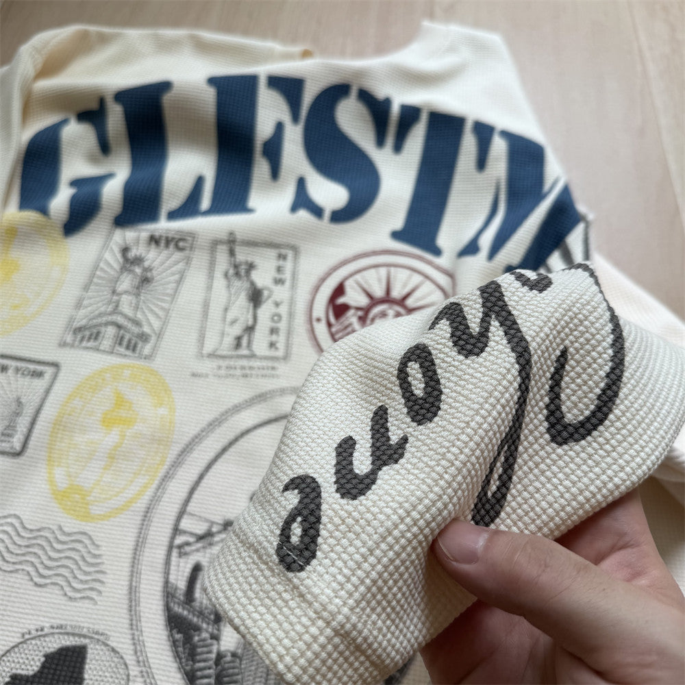 GLFSTM New York Graphic Long-Sleeve Waffle-Knit Tee – Oversized Crew Neck