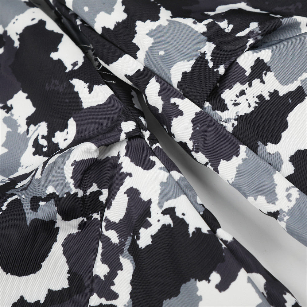 Camo Print Embroidered Wide-Leg Balloon Pants