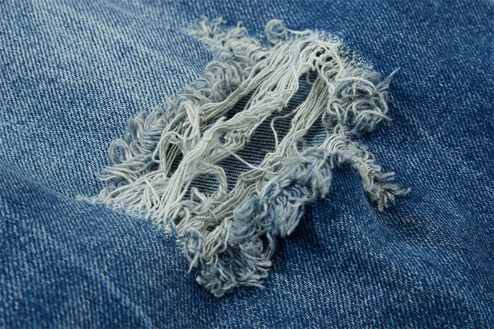 Wide-Leg Ripped Jeans – Men's Baggy Distressed Denim with Washed Finish
