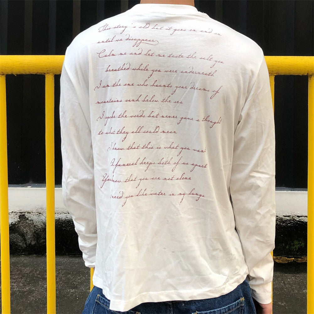 T-shirt graphique à manches longues – Imprimé portrait vintage, coupe décontractée