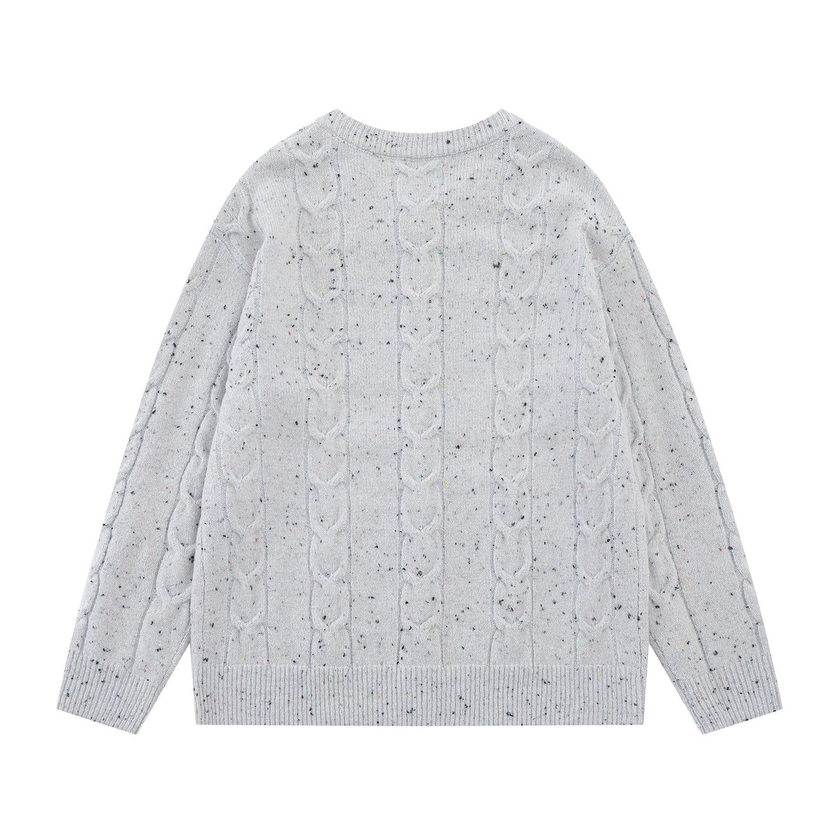 Cable Knit Cardigan Sweater with Cartoon Sport Embroidery & Colorful Buttons
