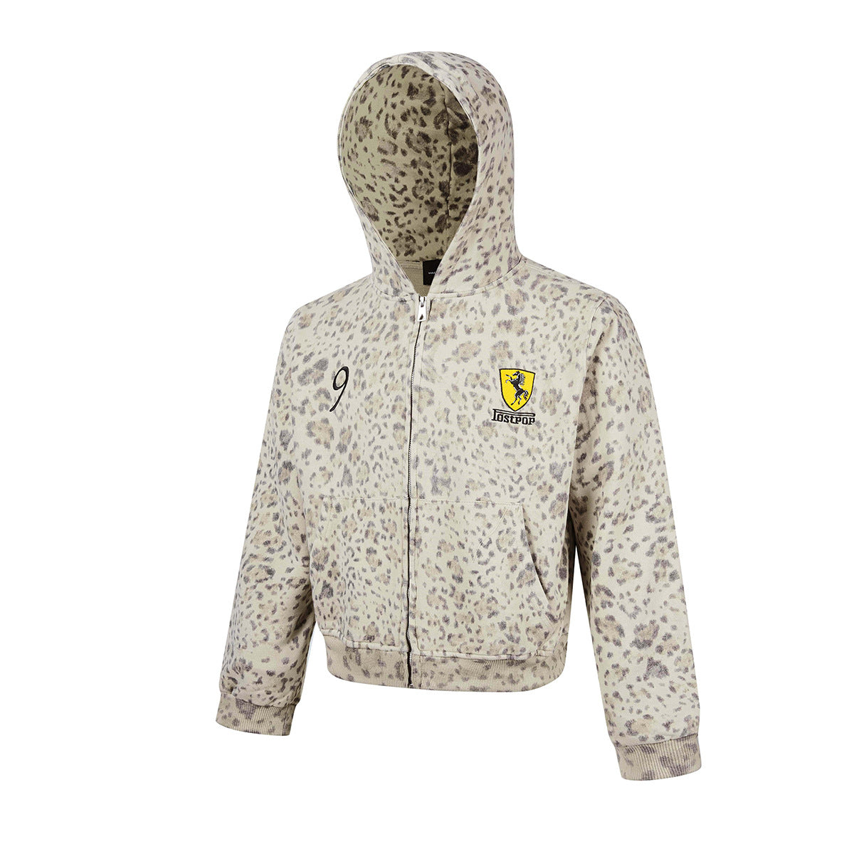 Sweat à capuche zippé léopard – Cardigan oversize streetwear américain