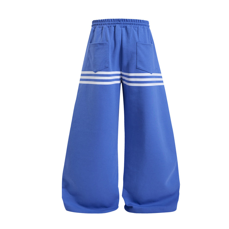 Wide Leg Sweatpants with Stripe & Mellifluous Graphic Print