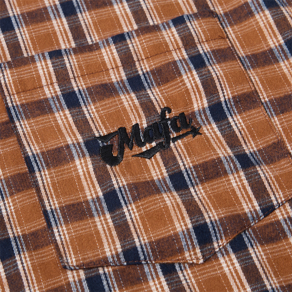 Camisa de franela de cuadros de manga larga – Camisa abotonada de corte relajado para hombre en cuadros marrones