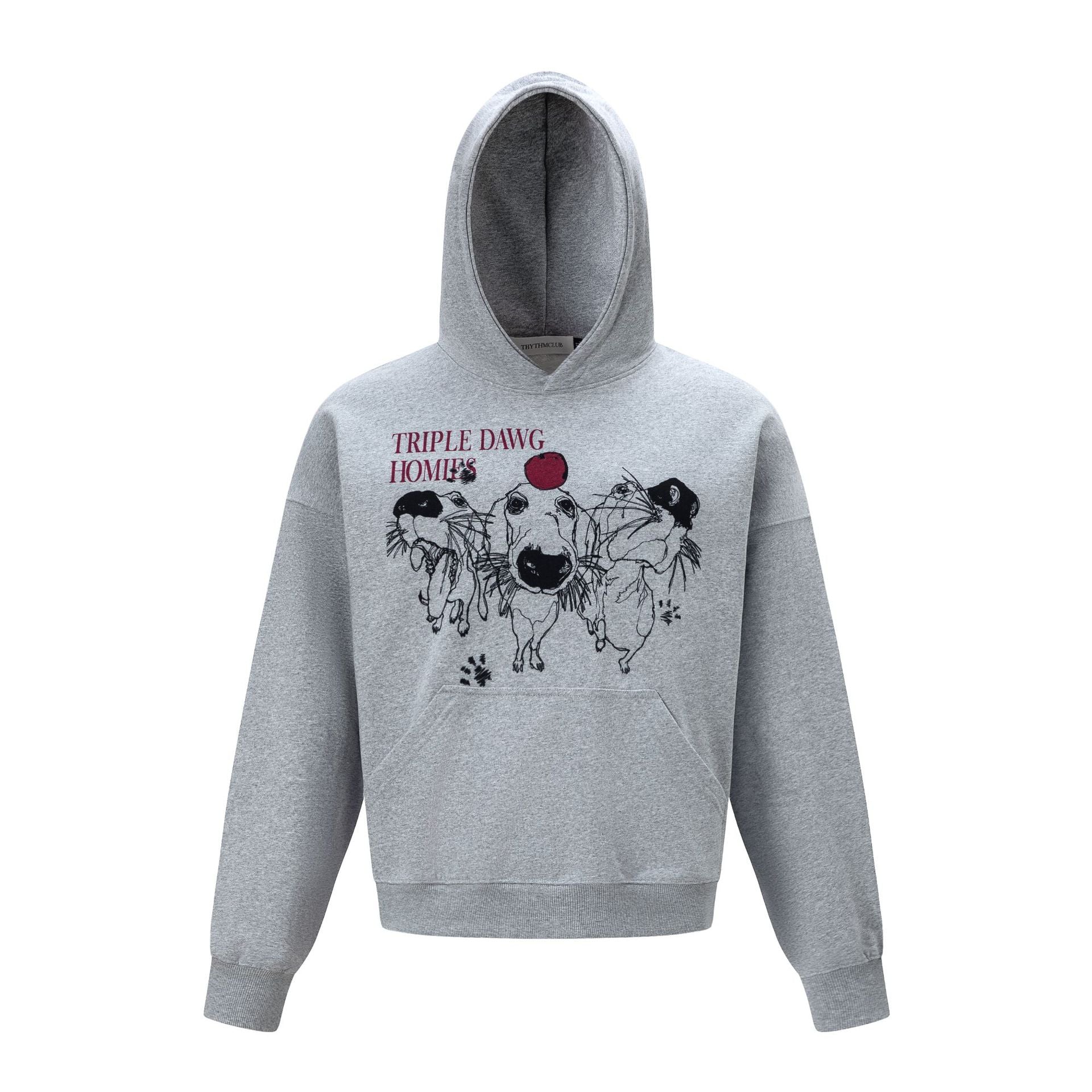 Triple Dawg Homies Graphic Hoodie – Oversized Streetwear Pullover