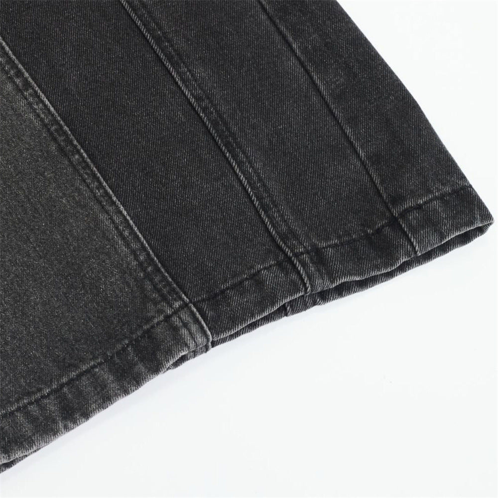 Wide-Leg Jeans with Detachable Plaid Skirt Overlay — Deconstructed Punk