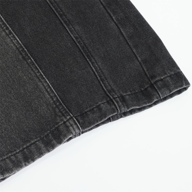 Wide-Leg Jeans with Detachable Plaid Skirt Overlay — Deconstructed Punk