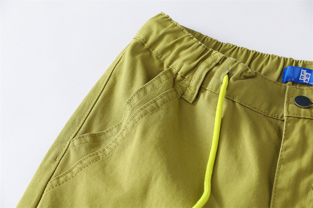 Men's Baggy Cargo Pants – Wide Leg Drawstring Parachute Trousers with