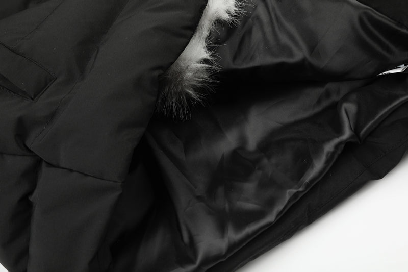 Cropped Puffer Jacket with Hood & Fur Collar – Cross Hardware, American Street