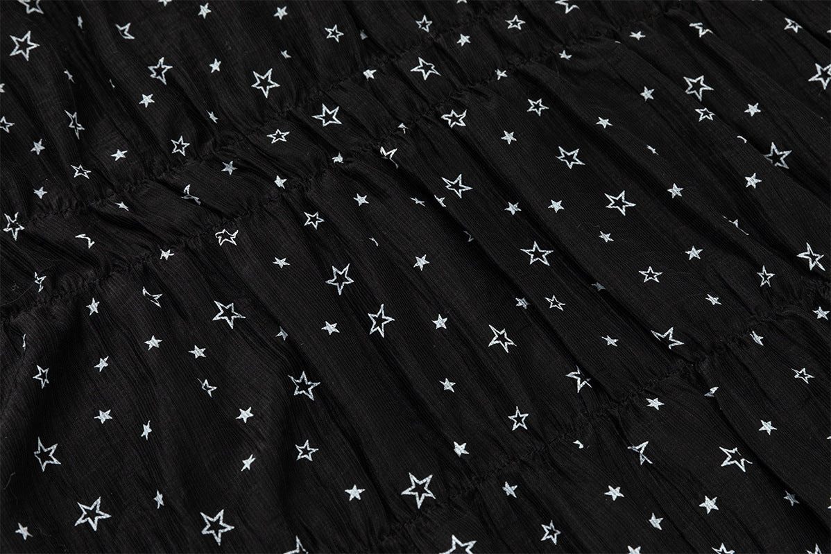 Puffer Jacket with Hood — Star Print Fur-Trim Hooded Cotton-Padded Jacket