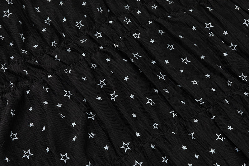 Puffer Jacket with Hood — Star Print Fur-Trim Hooded Cotton-Padded Jacket