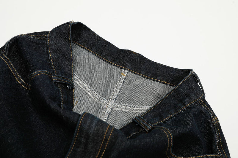 Jeans barrel à jambes larges – Délavage foncé, style américain vintage et détail porte-clés