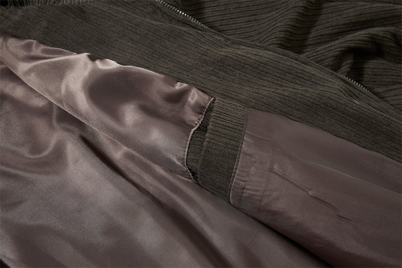 Chaqueta corta con cremallera y cuello alto - Corte holgado y textura de canalé