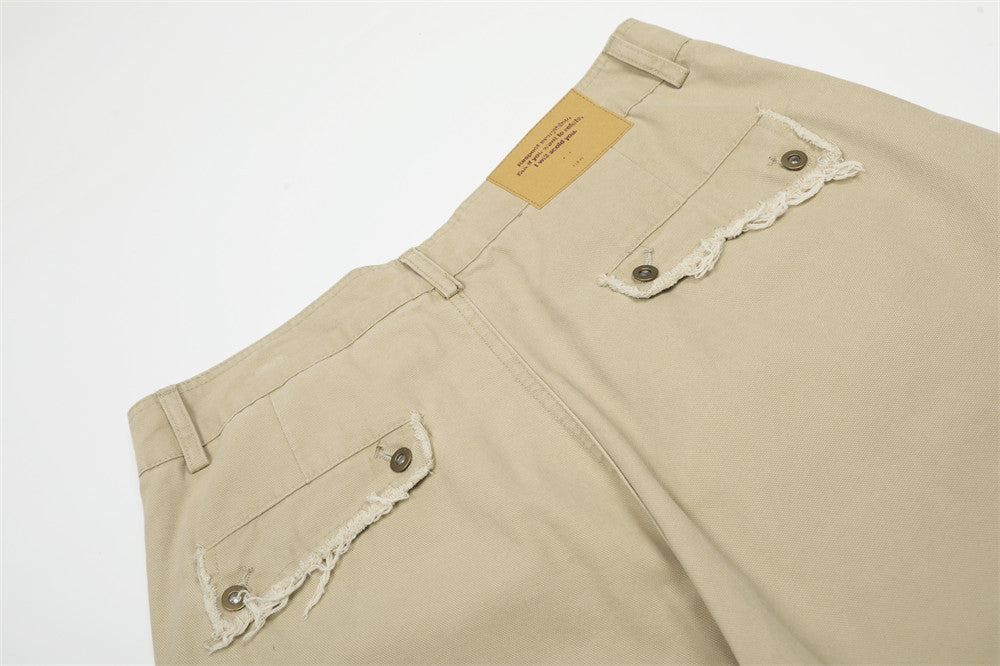 Wide-Leg Frayed Seam Pants – Deconstructed Streetwear Trousers