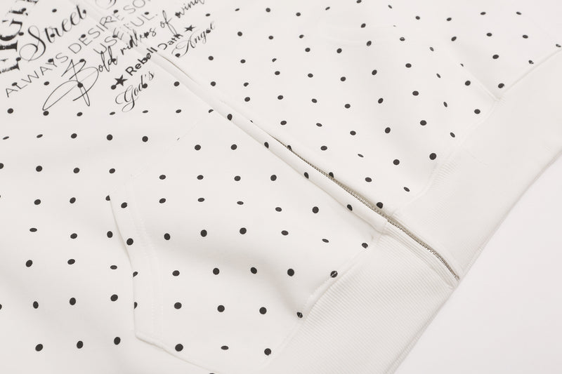 Punktierter Zip-Hoodie mit Street-Grafikprint und seitlichen Streifendetails