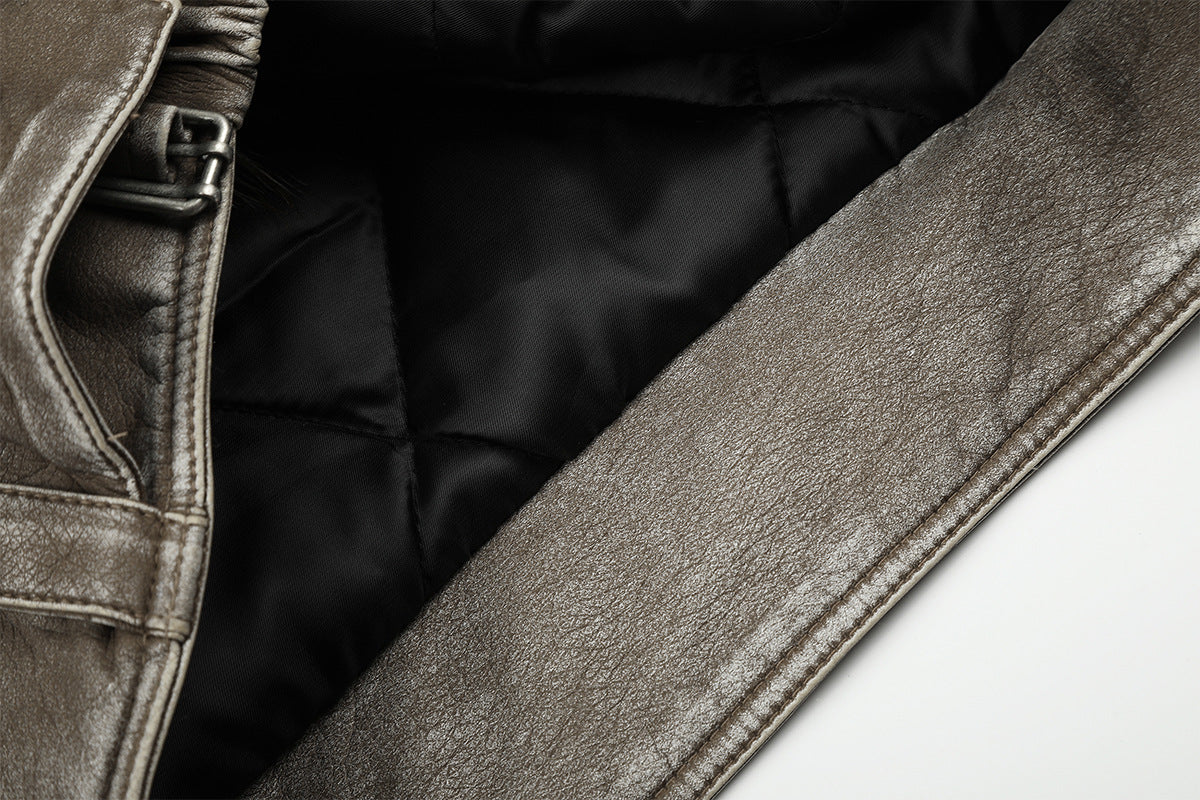 Vintage Washed Bomber Jacket with Faux Fur Collar — Oversized Padded Flight
