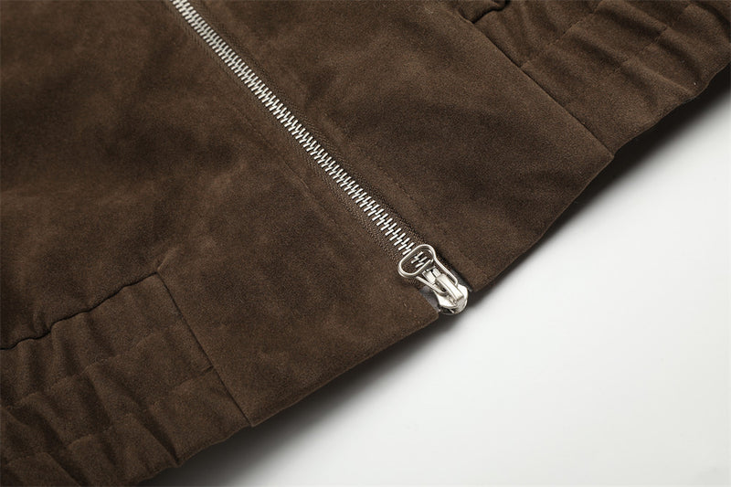 Mens Bomber Jacket – Cropped Stand Collar Zip-Up with Metal Hardware
