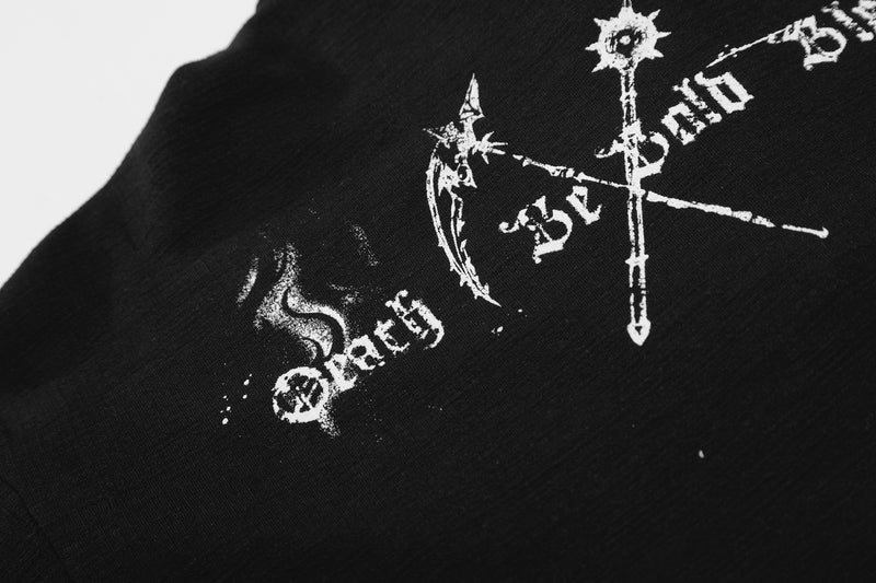 Chemise gothique à manches longues avec motif Faucheur et col officier clouté