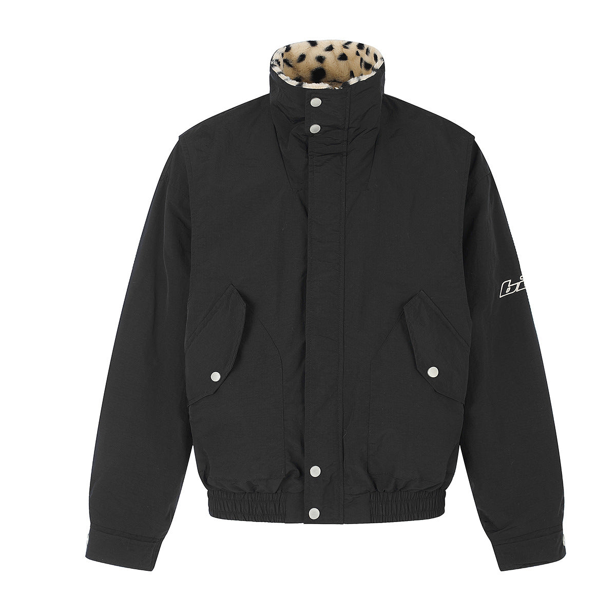 Reversible Dalmatian Faux Fur Bomber Jacket – Two-Way Wear Padded Coat