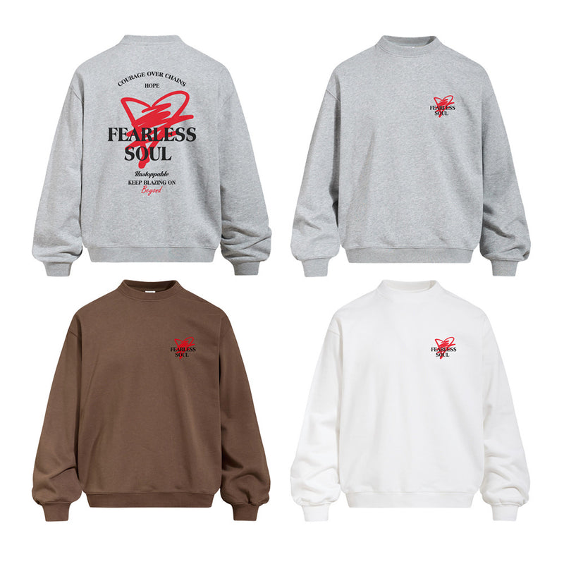 Fearless Soul Graphic Print Oversized Crewneck Sweatshirt