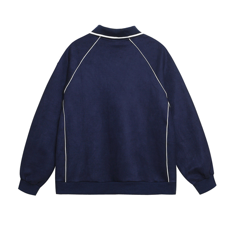 Varsity Number 93 Polo Collar Sweatshirt with Piping Detail