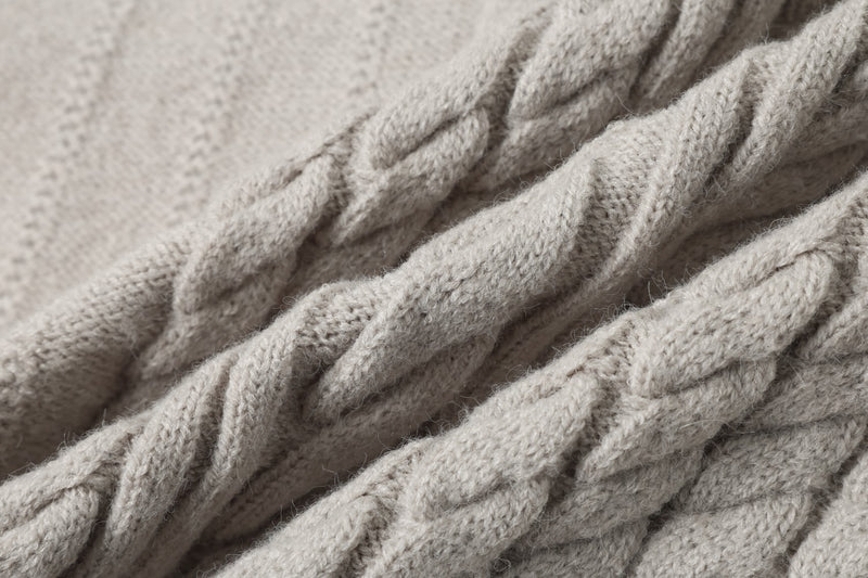 Cable Knit Zip-Up Hoodie Sweater – Irregular Twist Pattern Cardigan