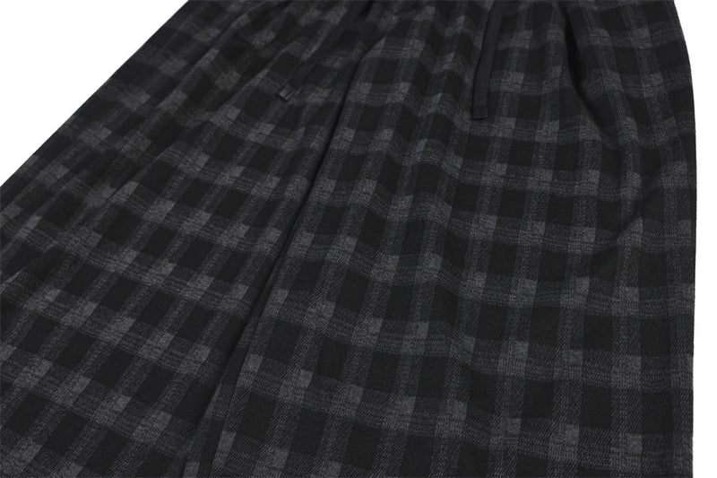 Men's Plaid Dress Pants – Wide-Leg Pleated Baggy Trousers in Black & Grey Check
