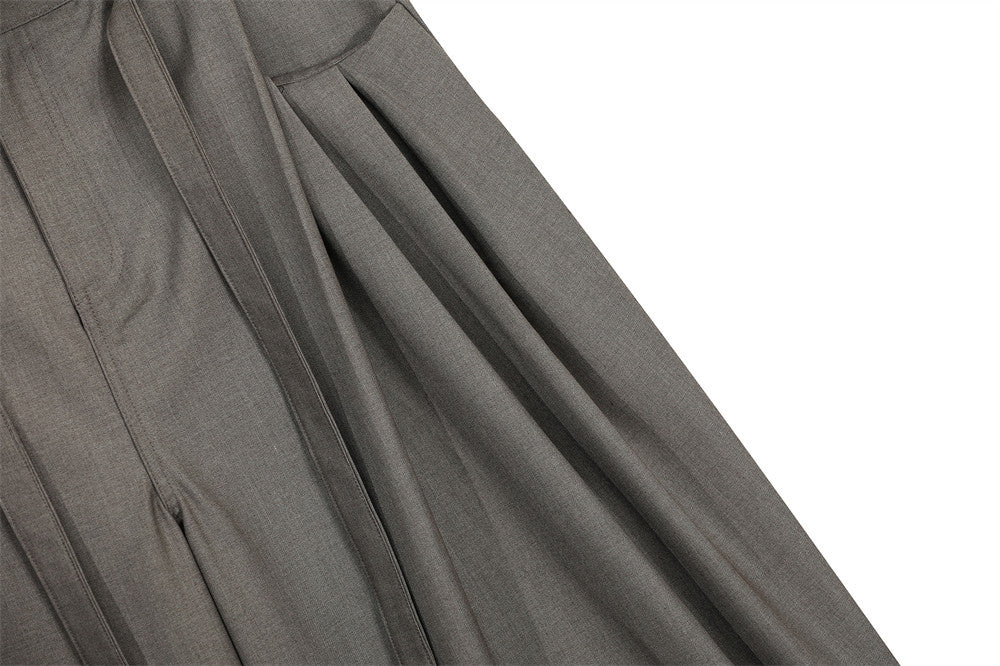 Wide-Leg Pleated Trousers with Drawstring Waist