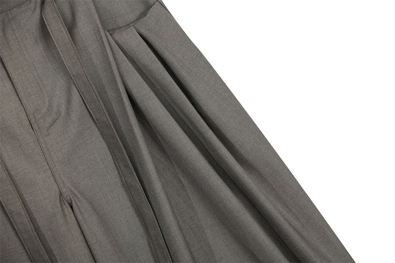 Wide-Leg Pleated Trousers with Drawstring Waist