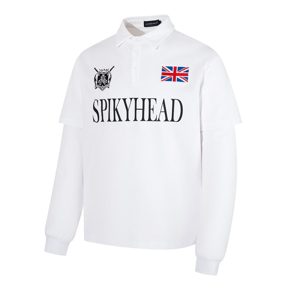 Spikyhead Faux Two-Piece Long Sleeve Polo Shirt – Oversized British Crest