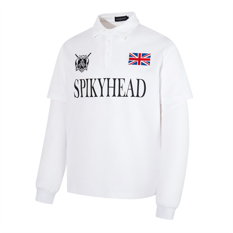 Spikyhead Faux Two-Piece Long Sleeve Polo Shirt – Oversized British Crest