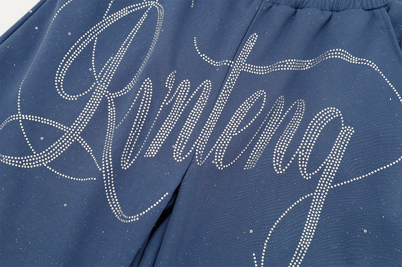Wide-Leg Sweatpants with Rhinestone Script Lettering – Baggy Hip-Hop Style